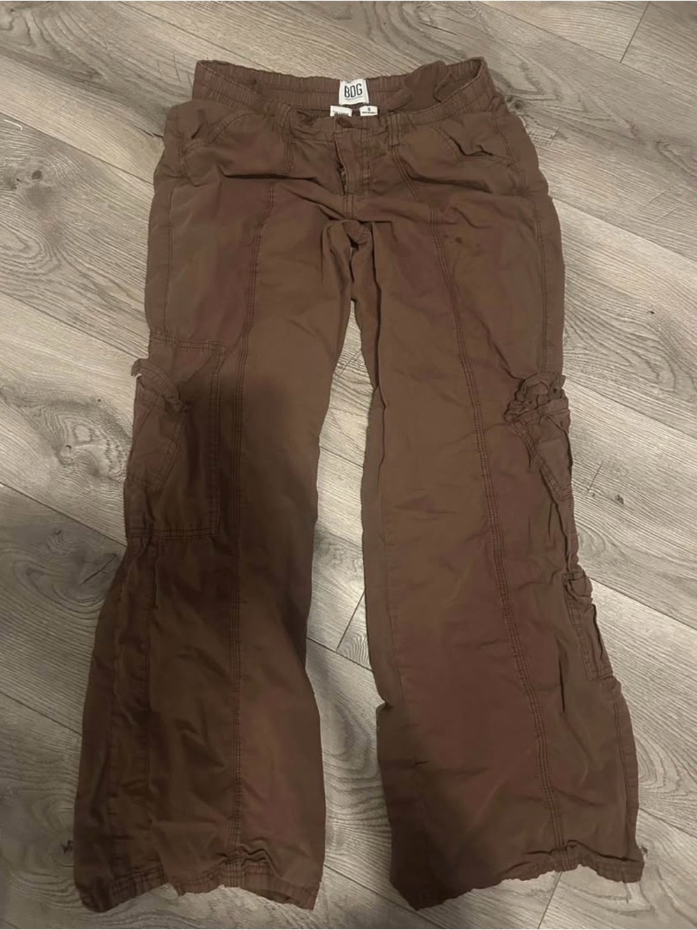 Urban Outfitters Brown Cargo Flared Trousers